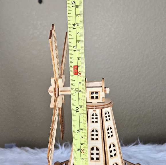 442ede34bd9e554c28461a6fef6dac  Dutch Windmill DIY 3D Wooden Puzzle Mechanical Movement Windmill STEM Toy